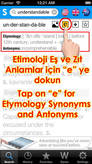 Sesli Sozluk iPhone How to Gestures